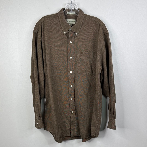 Cutter & Buck Men's 100% Cotton Casual Brown Button Down Dress Shirt Size XL - Picture 1 of 7